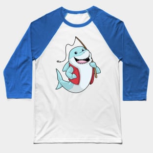 Shark at Fishing with Fishing rod Baseball T-Shirt